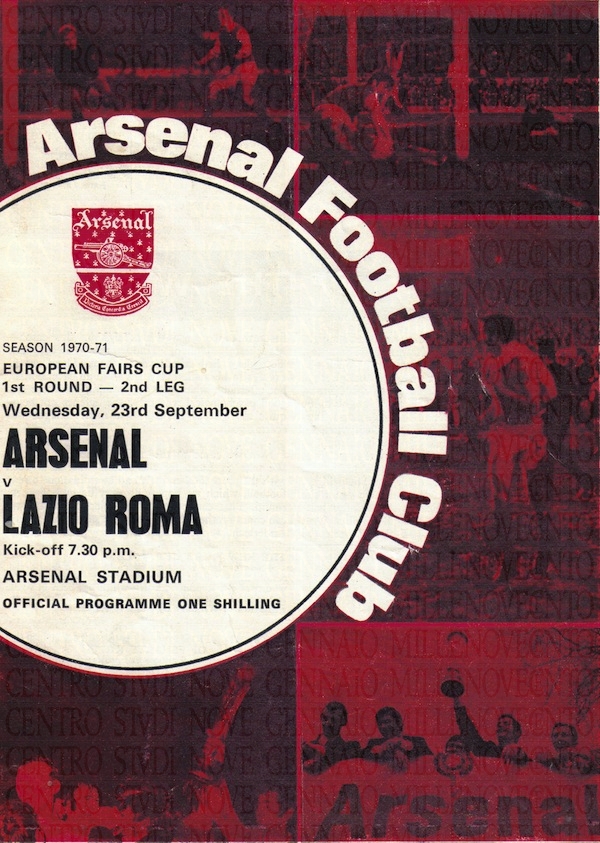 1970 23 settembre Arsenal-Lazio Coppa Fiere Programmawtm